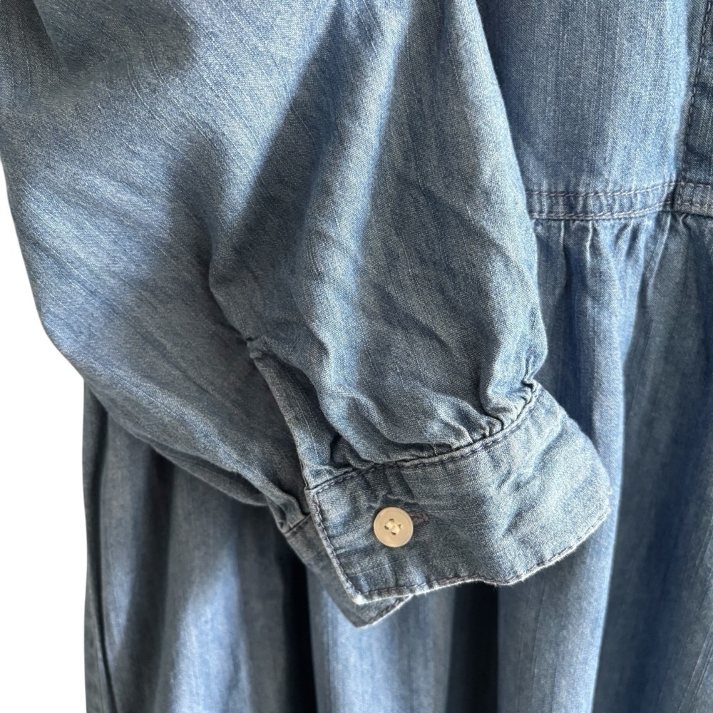 Tommy Hilfiger Tiered Chambray Shirtdress Size 6 Casual Western Boho Cottagecore - Picture 7 of 16